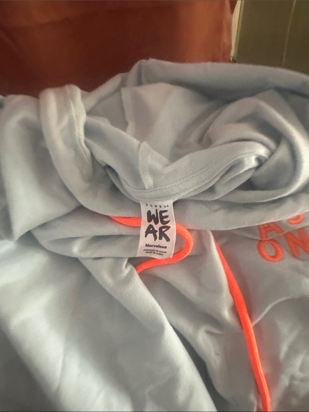Zumba Fitness Light Blue Hoodie with Neon Orange Logo - Picture 5 of 5